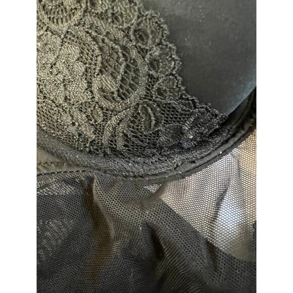 Gilligan & O'malley Black Pushup Semi Sheer Top With Lace And Open Front - Picture 5 of 5
